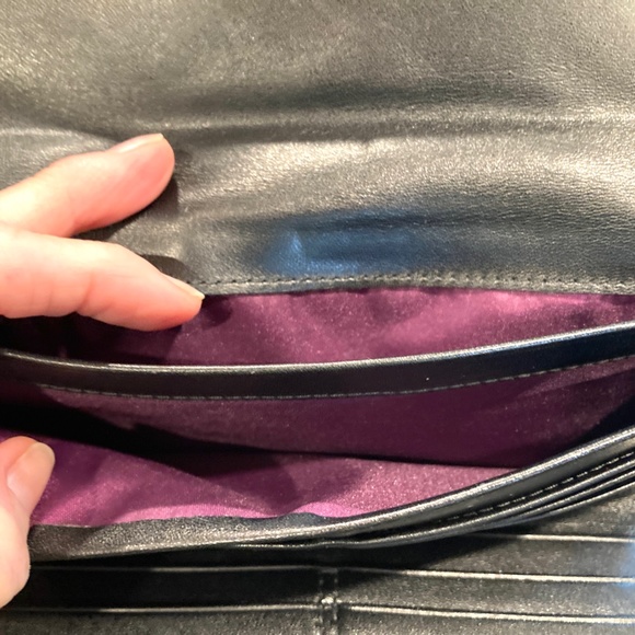 Coach Black Leather Trifold Credit Card Long Wallet - Picture 6 of 9